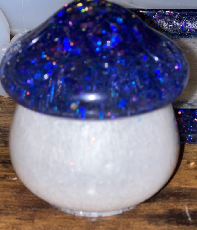 HALOGRAPHIC INDIGO AND WHITE MUSHROOM JAR