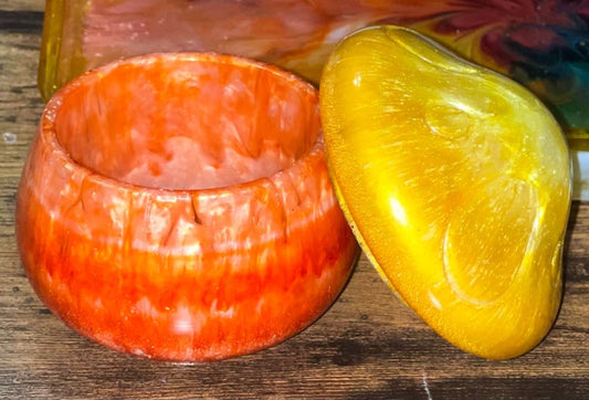 YELLOW AND ORANGE MUSHROOM JAR