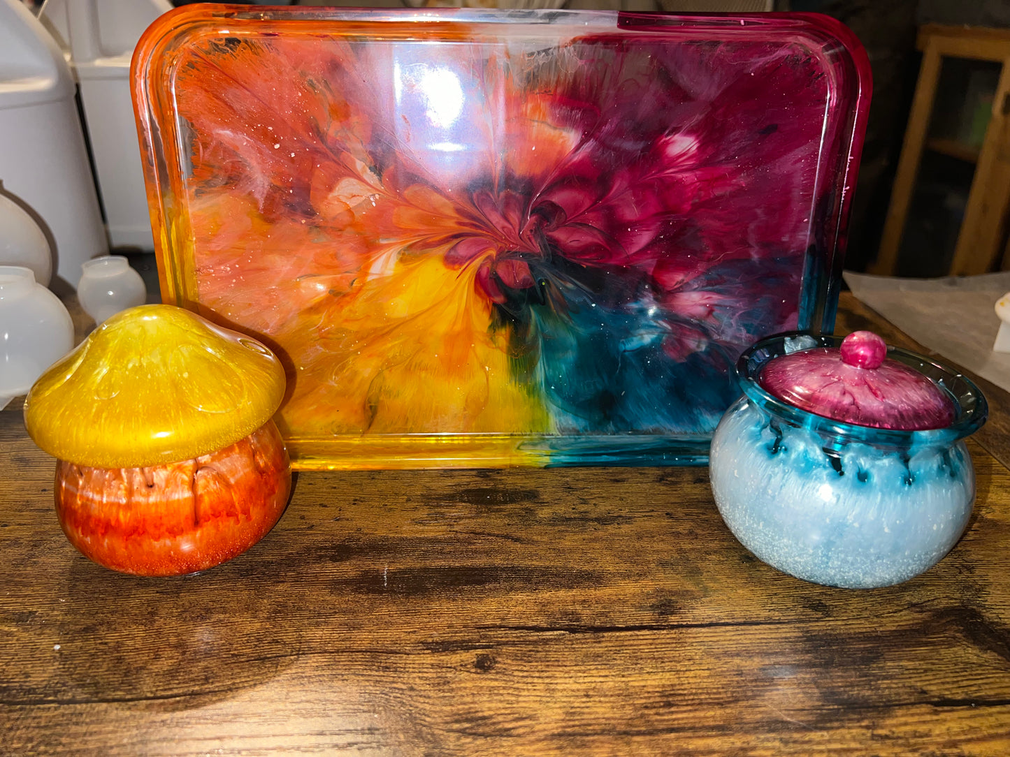 TIE DYE JAR AND TRAY SET
